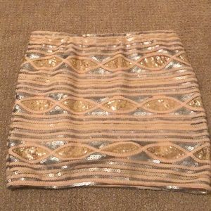 Sequined English Rose skirt.